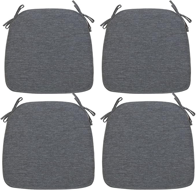 Magpie Fabrics Outdoor/Indoor 17"x16"x2" Chair Cushions with Ties Set of 4, Waterproof All Weather U-Shape Seat Pads Decoration for Patio Garden Furniture Home Office (Heather Grey)