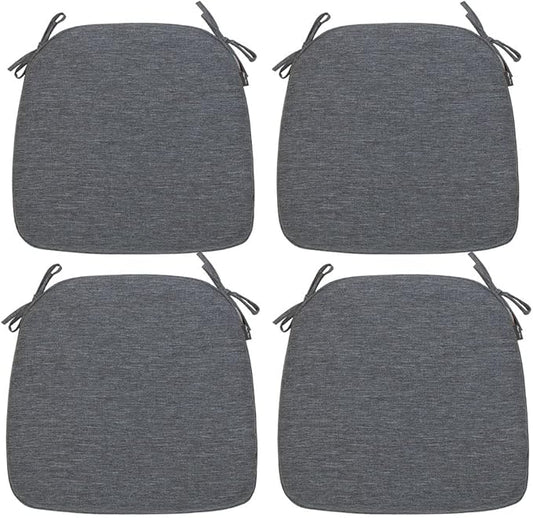 Magpie Fabrics Outdoor/Indoor 17"x16"x2" Chair Cushions with Ties Set of 4, Waterproof All Weather U-Shape Seat Pads Decoration for Patio Garden Furniture Home Office (Heather Grey)