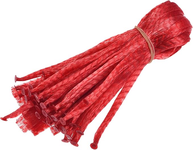 MECCANIXITY 100 Pack Watermelon Nets 13.78 Inch Hanging Melon Hammocks Reusable Fruit Net Bag for Garden Red