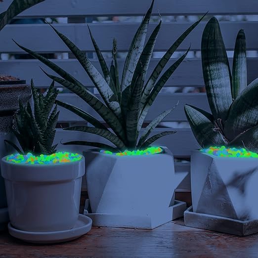 300PC 0.4" Glowing Rocks for Aquarium Decoration Glow in The Dark Pebbles Glowing Fish Tank Stones Luminous Pebbles(Color)