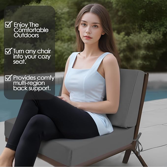 Outdoor Cushions for Patio Furniture, Outdoor Seat and Back Cushion, Waterproof Hampton Bay Deep Seat Replacement Couch Cushions for Garden Lawn, 28.5x28.5 Grey