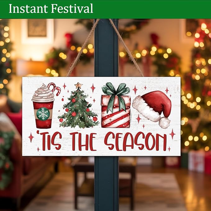 Christmas Door Hanger for Winter Season, Christmas Door Decoration Sign