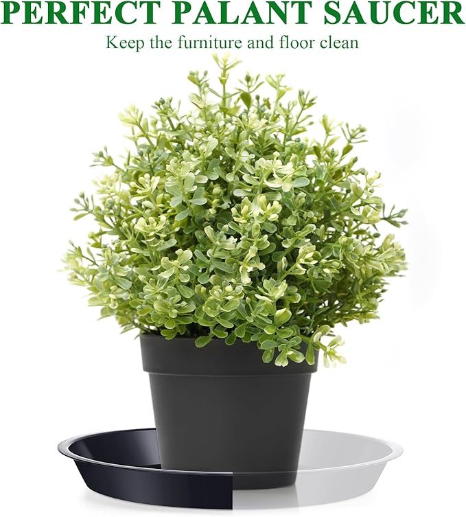 Sawysine 15 Pack Plastic Plant Saucer Round Drip Trays Black Flower Pot Saucers Thick Plant Dish Sturdy Water Tray Heavy Drainage Potted Container for Indoor Outdoor Garden (10 Inches)