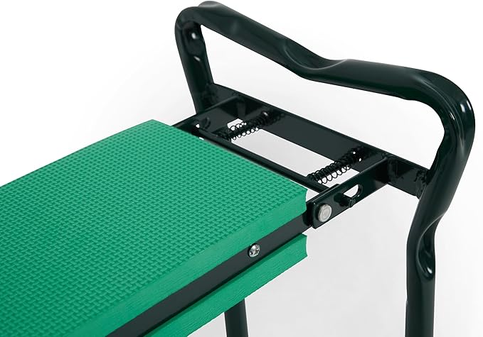 Backyard Expressions Garden Kneeler & Seat – 2-in-1 Garden Stool and Kneeler, Foldable Gardening Bench with Cushioned Pad for Weeding, Planting & Yard Work