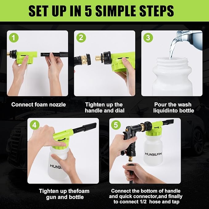 Car Wash Foam Gun + Microfiber Cleaning Mitt - Foam Pot Garden Hoses - Car Wash - Men's Car Accessories - Foam Blaster - Spray Foam Gun Cleaner - Car Foam Sprayer