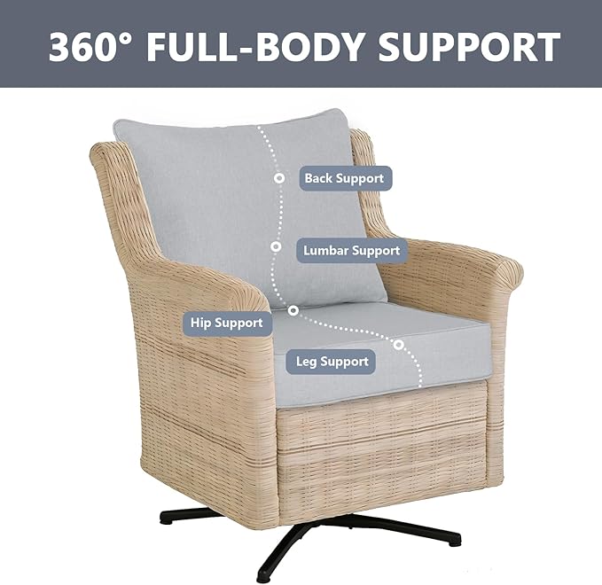 Goodgoods 24 x 24 Outdoor Patio Deep Seat Cushions 2-Pack, 1000+ Hours Fade-Resistant & Water-Resistant Outdoor Furniture Chair Cushions with 30D High-Resilience Foam for Sofa Chair, Stone Gray
