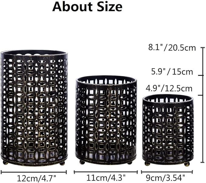Metal Candle Holders Set of 3, Decorative Tealight Candle Holder Sets, Candlestick for Pillar Vintage Style Perfect for Tabletop Centerpieces Home Decor Wedding Parties Events