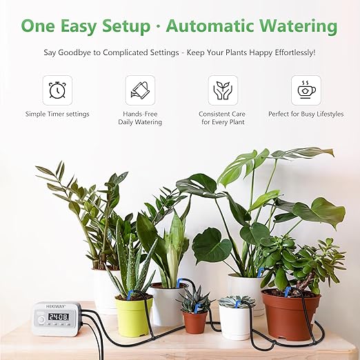 49FT Automatic Plant Watering System–HEKIWAY 390 Adjustable Watering Modes, Supports 15-36 Pots | Indoor Garden System & Vacation Plant Watering Devices, Auto Watering for Plants Outdoor