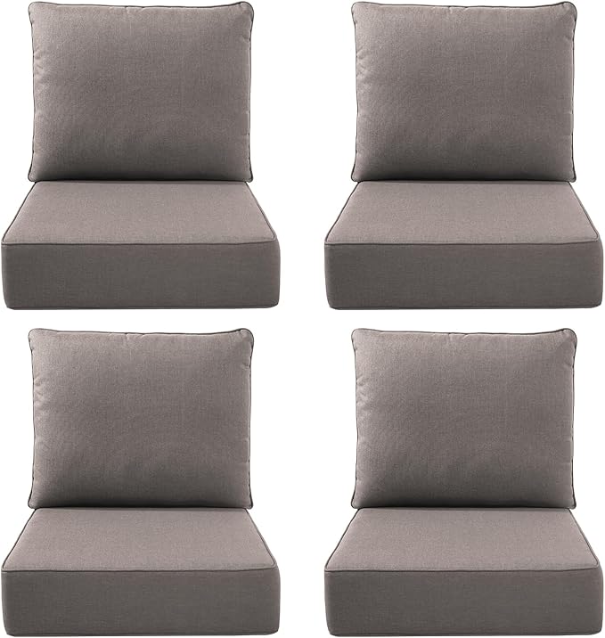 Luxury Outdoor Seat Cushion Set-22 x 24 x 6 Inch Outdoor Chair Cushions with Water Resistant & Removable Cover Outdoor Cushions for Patio Furniture Chair Sofa Couch