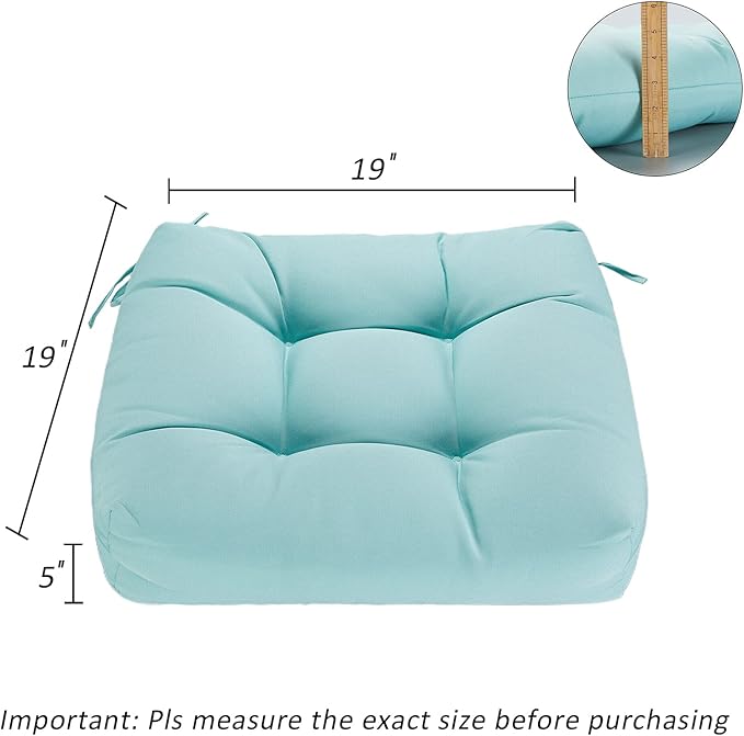 JMGBird Outdoor Chair Cushions, Patio Seat/Back Cushions, Pack of 2, 19" x 19" with Ties Transform Your Patio with Our Furniture Cushions (Light Blue)
