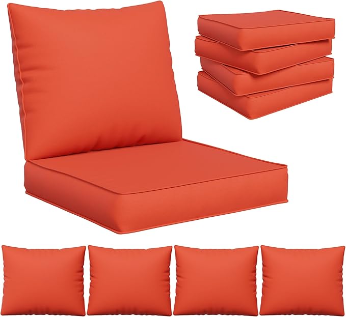 UDPATIO Outdoor Cushions for Patio Furniture, 4'' Replacement Cushions for Outdoor Furniture, Set of 4 Water-Resistant Outdoor Sectional Cushions for Sofa Couch Chair (Orange)
