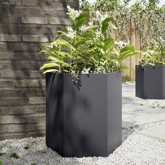 Garden Planter Anthracite Steel Medium Tough Garden Planter Flower pots Flower pots Herb planters for Backyard Balcony