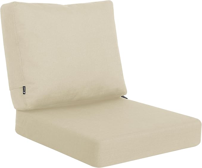 Favoyard Deep Seat Patio Cushions 22 × 22 inch Rainproof & Fadeness Furniture Cushion Set for Outdoor Chair Couch with Polyester-Linen Fabric & Removable Cover, Hidden Zipper and Adjustment Staps
