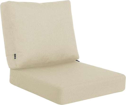 Favoyard Deep Seat Patio Cushions 22 × 22 inch Rainproof & Fadeness Furniture Cushion Set for Outdoor Chair Couch with Polyester-Linen Fabric & Removable Cover, Hidden Zipper and Adjustment Staps