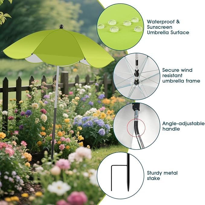 3 Pack Adjustable Plant Shades for Outdoor Plants, Larger Garden Umbrella Shade Covers for Plants, Sun Protection Umbrella for Potted Plants,Garden Bed,Flower Pot (Green+Rose red+Orange)