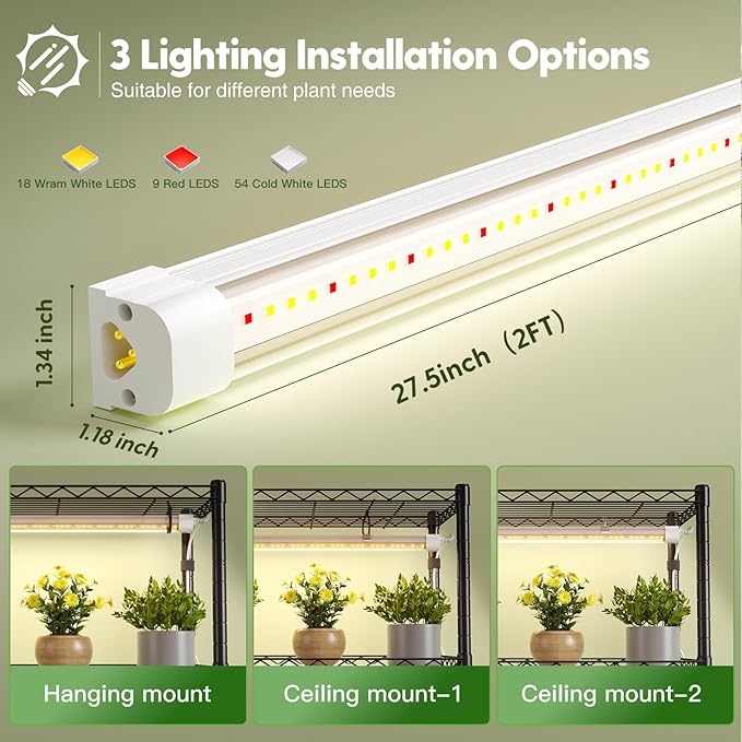 FREELICHT DIY Plant Shelf with Grow Light, 5-Tier, 2FT 5000K 120W(4x30W), Full Spectrum, Metal Plant Stand with Adjustable Rack and Wheel, LED Grow Lights with Timer for Seed Starting 35.4x13.8x61.5IN