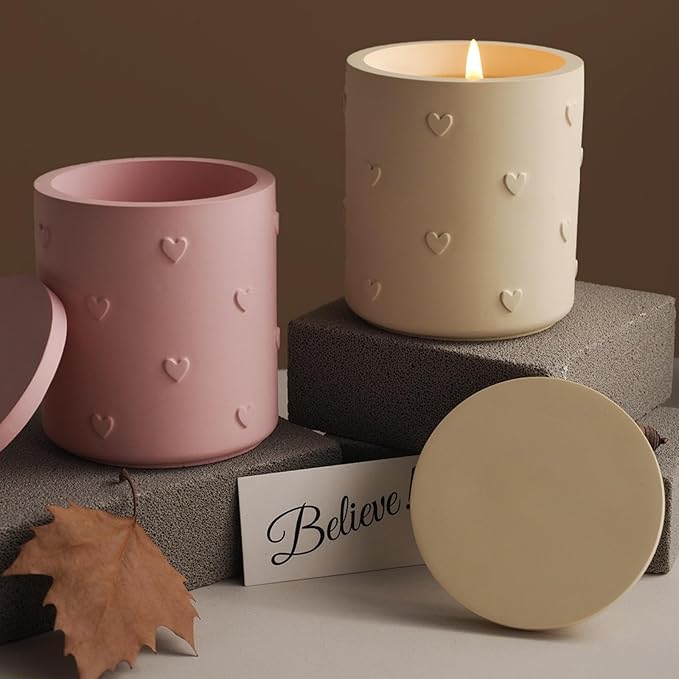 Candle Jar Resin Mold with Lid,Love Heart Resin Casting Mold for DIY Storage Container Candle Holder, Candy Jewelry Container,Home Decor (Heart)