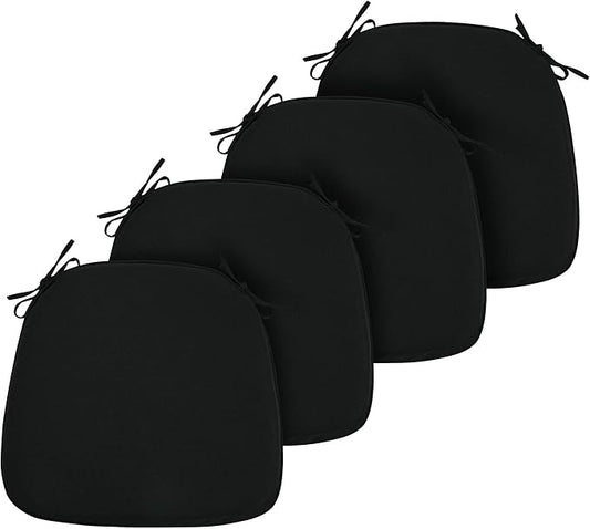 FUNHOME 17"x16"x2" Outdoor Chair Cushions Set of 4, Water Resistant Patio Chair Pads with Ties, Seat Cushions for Home Garden Furniture Decoration-Black