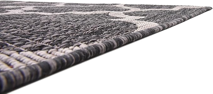 Unique Loom Outdoor Trellis Collection Area Rug (9' x 12' Rectangle, Black/ Ivory)
