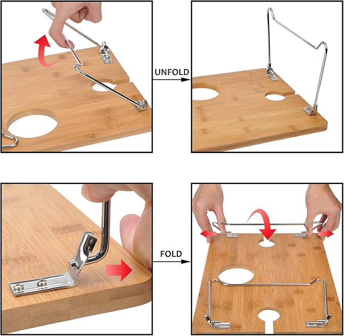 Tirrinia Portable Wine Picnic Table, Ideal Wine Gift for Women Men, Small Folding Outdoor Picnic & Cheese Tray with 2 Wine Glasses Holder for Camping, Park, Beach, Garden, Concerts