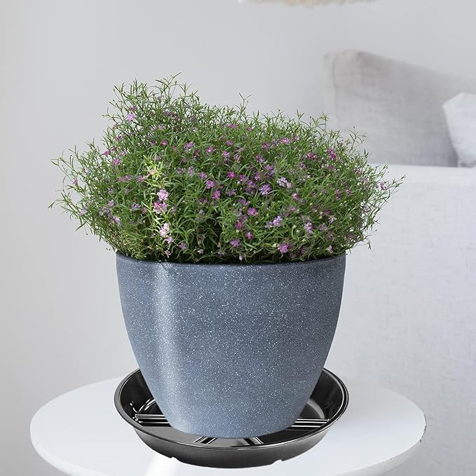 6 Pack of 10 Inches Plant Saucers for Indoor, Durable Plant Saucer Pot Tray, Round Plastic Flower Plant Dish Pant Plate to Catch Water, Black