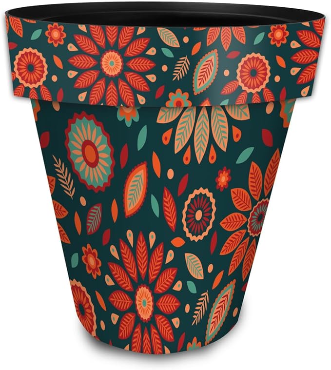 Briarwood Lane Orange and Teal Floral Large Planter