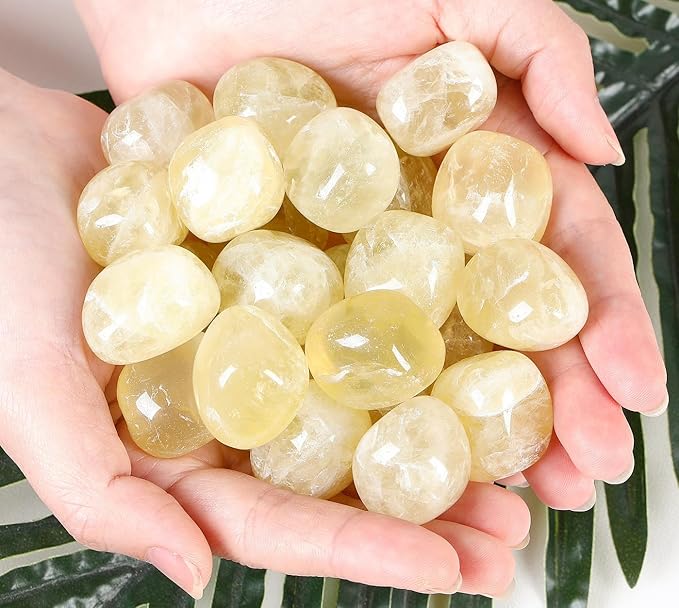 DUQGUHO Citrine Crystals Bulk Natural Irregular Polished Stones Tumbled Crystals Gemstone Rocks for Beginners Gift 200g