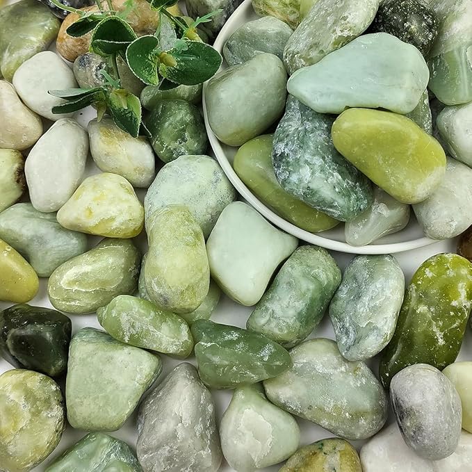5LB Succulent Jade Pebbles for Indoor Plants, 1.2-2 Inch Natural Decorative Polished Stones, River Rocks for Vase, Flowerpot Decoration, Indoor Decoration,Landscaping and Garden Decoration