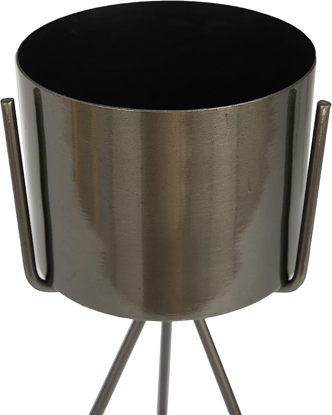 CosmoLiving by Cosmopolitan Metal Small Planter with Removable Stand, Set of 2 12", 9"H, Dark Gray