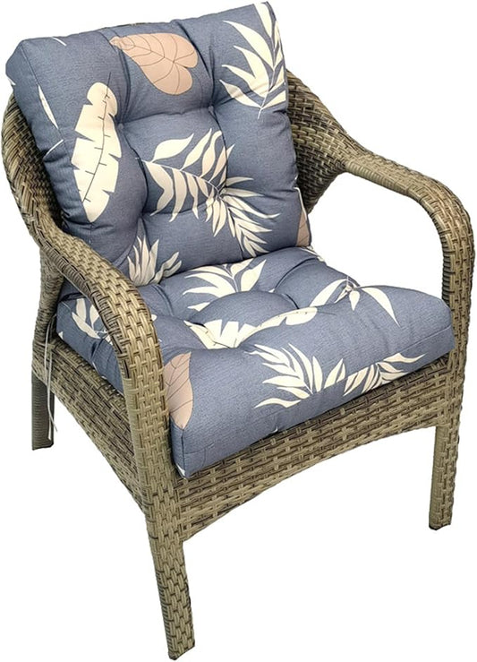 Outdoor Chair Cushions Waterproof Floral Low Back 41.7 * 20.8 * 3",Tufted Thick Patio Outdoor Wicker Chair Seat Cushion Clearance with Ties for Garden Furniture
