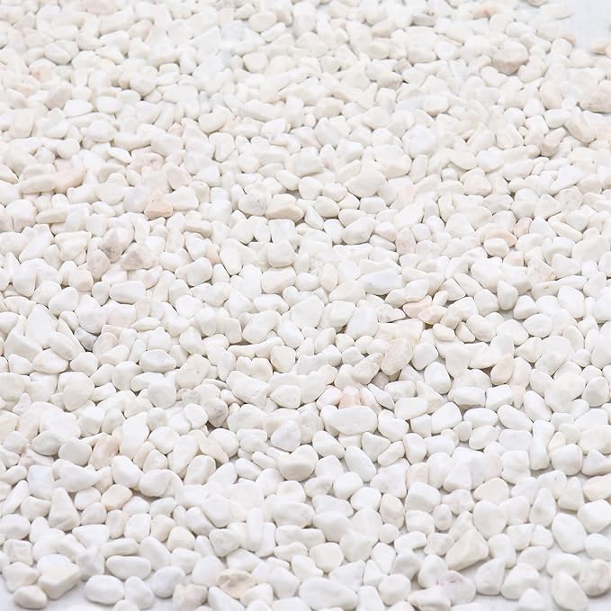 White Rocks. Decorative Pebbles. 1/5 Inch 2 lbs for Garden, Landscaping, Indoor, Vase Fillers, Crafting, Succulents, Pots, Plants (Mini, Tumbled, 2)