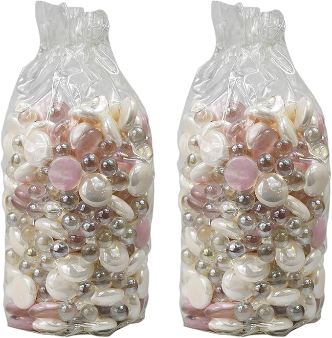 Set of 5 Pounds of Exotic Aquarium and Vase Gems and Mini Orbs! Perfect for Aquariums, Vase Fillers, Table Scatter, Scrapbooking, and Much More! Pink Silver White Gems