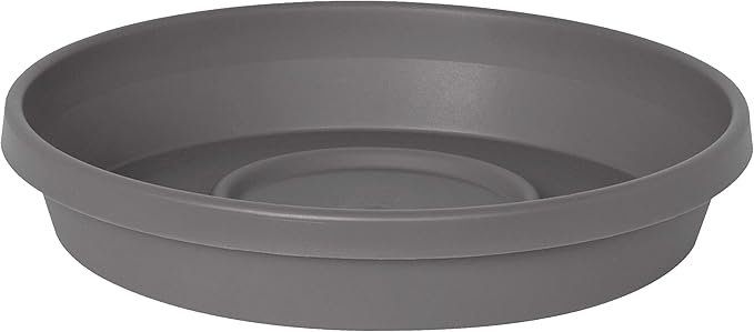 Bloem Terra Resin Saucer Tray: 9.25" Bottom Width - Charcoal - Matte, Durable, Ribbed Bottom, Indoor and Outdoor, Fits 12" Terra Pots