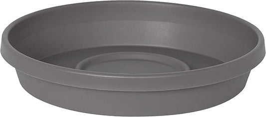 Bloem Terra Resin Saucer Tray: 9.25" Bottom Width - Charcoal - Matte, Durable, Ribbed Bottom, Indoor and Outdoor, Fits 12" Terra Pots