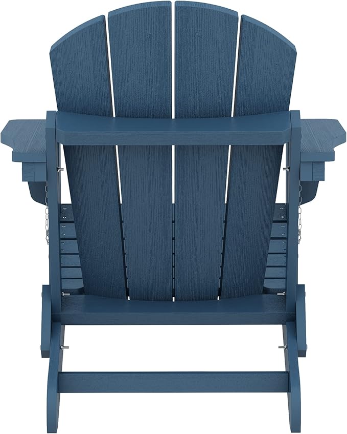 SERWALL Foldable Adirondack Chair Set of 4 for Patio Garden Outdoors Fire Pit-Ocean Blue