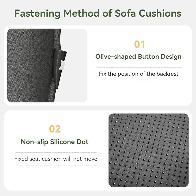 Replacement Cushions for Outdoor Furniture, 7-Piece Outdoor Cushions for Patio Furniture, Deep Seat, Waterproof & Fade Resistant Couch Cushion for 4-Seat Patio Conversation Sets, Grey