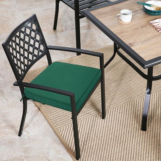 FUNHOME Outdoor Chair Cushions 18x18 Inch,Set of 2,Water Resistant Chair Pads with Ties,Square Seat Cushion 18"x18"x2.5",Patio Chair Cushion for Garden,Backyard Furniture(Blackish Green)