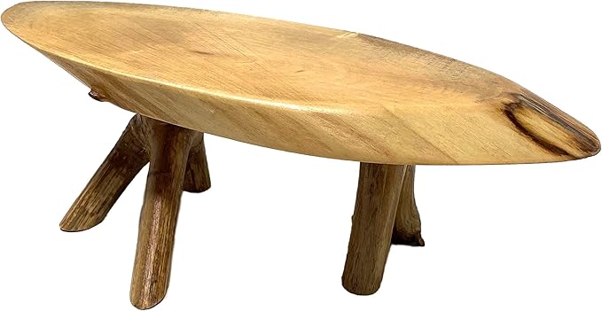 TJ Global Rustic Small Long Wood Slice Plant Stand, Mini Wooden Stool Vase Stand, Display Stand, Perfect for Home Decor in Any Room Office Garden L9.5 x W3.5 x H3 (1 Stand)