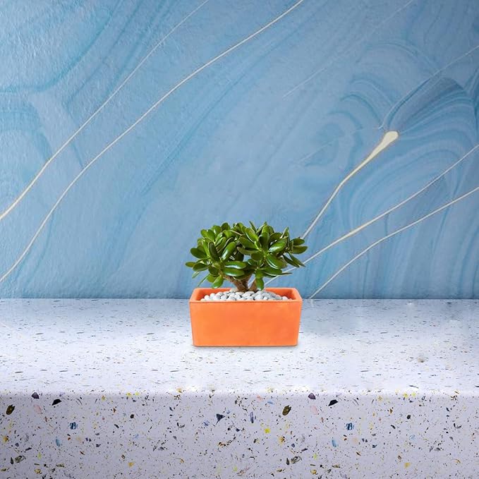 YARNOW Rectangular Terracotta Planter with Drainage Hole - Small Clay Pot for DIY Garden Plants Indoor Windowsill and Tabletop Decoration, 4.9 x 2.1 x 2.7 Inch