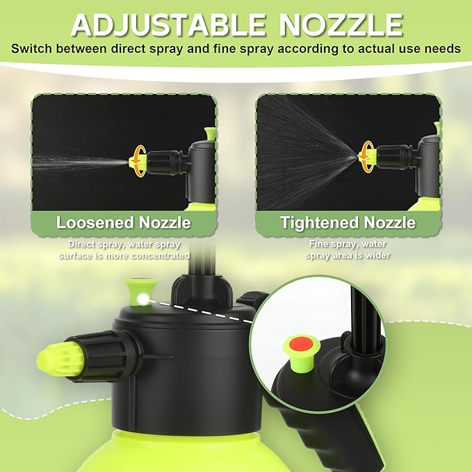 2 Pcs 0.5 Gallon Handheld Pump Sprayer with Adjustable Nozzle and Safety Valve for Watering Plants Home Cleaning and Garden Use Yellow