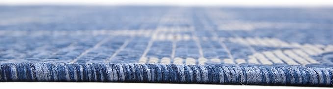 Unique Loom Outdoor Trellis Collection Area Rug (7' 10" x 11' 4" Rectangle, Navy Blue/ Ivory)