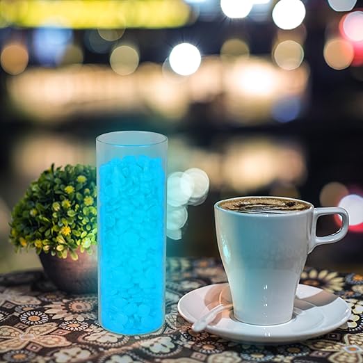 1000pcs Glow in The Dark Rocks Outdoor Decorations Stones Small Luminous Pebbles for Fish Tank Aquarium Lawn Patio Garden Indoor/Outdoor Decor and DIY Ideas -Light Blue