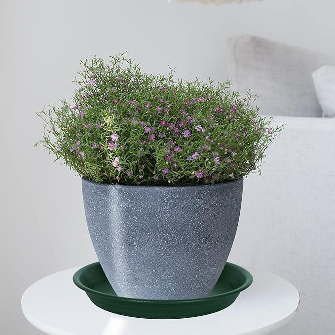 2 Pack Plant Saucer Drip Tray 9 10 inch, Plant Dishes Saucer Plastic Flower Planter Saucers and Drip Trays for Indoors Outdoors, Heavy Durable Plant Plate Water Catcher (10", Dark Green)