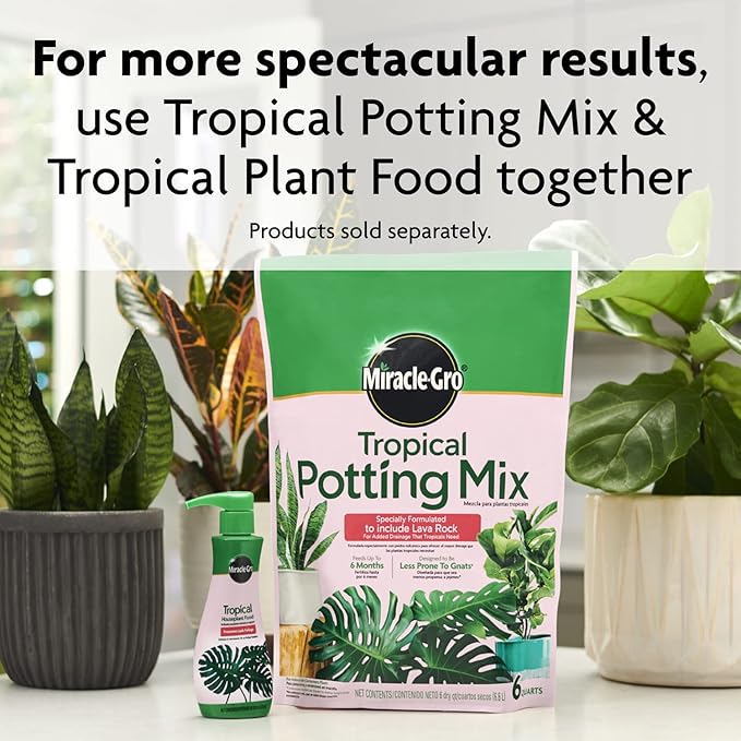 Miracle-Gro Tropical Potting Mix - Growing Media for Tropical Plants Living in Indoor and Outdoor Containers, 6 qt. (4-Pack)
