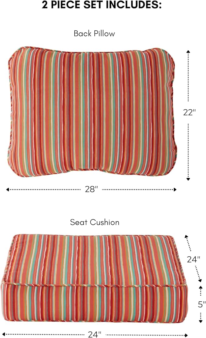 Greendale Home Fashions 2-Piece Outdoor Deep Seat Cushion Set, Watermelon Stripe