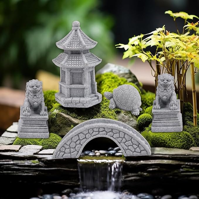 ZORZA 1Set Mini Chinese-Style Sandstone Figurines Enchanting Garden Bridge for Fairy Gardens Mini Zen Garden Decor Miniature Garden Accessories for Bonsai Terrariums Fish Tanks Decorations