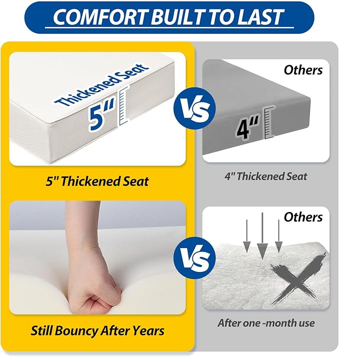 AAAAAcessories Outdoor Seat Cushions for Chairs, Fade-Resistant, Waterproof Patio Furniture Replacement Cushions, 23" x 23" x 5" + 23" x 13.5", Creamy White