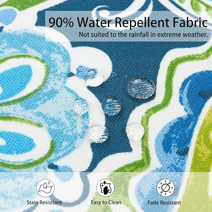Magpie Fabrics Indoor Outdoor Cushion Cover Replacement 2 Pack, NO Insert! Water Repellent Slipcover with Ties Decor for Patio Garden Chair Seat Sofa Bench Wicker(Paisley Lapis Green, 20x18x4 Inch)