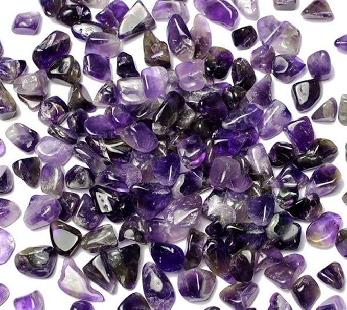 IMALY Amethyst Tumbled Chips Stone Polished Crushed Healing Crystal Quartz Pieces Irregular Shaped Stones for Home Decorative Stones Vases Plants Succulents 0.5lb