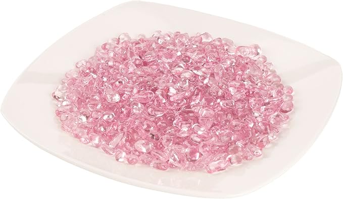 WAYBER Glass Stones, 1Lb/460g Irregular Sea Glass Dercorative Rocks Non-Toxic Artificial Crystal Pebbles for Aquarium Decoration/Vase Filler/Table Scatter/Handcraft/Jewelry Making/Gems Display, Pink